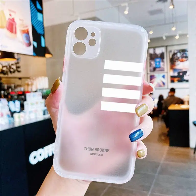 

Luxury Trend Design THOMS Phone Case White Transparent Matte For IPhone 8 11 12 S Mini Pro X MAX Plus Cover Shell Design BrOwNeS