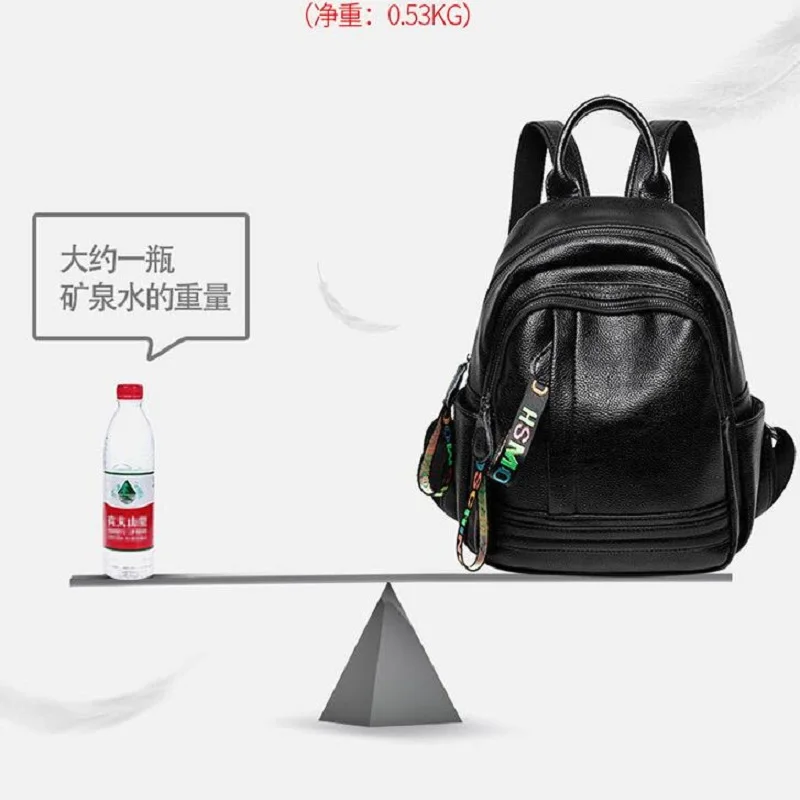 2019 Новый модный тренд дикий кожаный рюкзак женская повседневная сумка черный