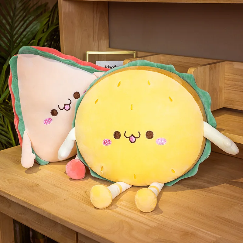 

New Lovely Reallike Food Hamburger Sandwich French Fries Plush Toy Kawaii Stuffed Pillows for Home Sofa Back Cushion Nice Gift