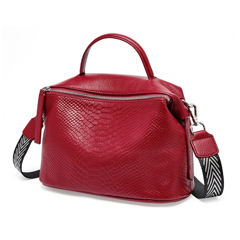 

100% Genuine Leather Women Handbag Crocodile Pattern Soft leather Female Shoulder Bag Top-Handle Boston Bag Women Crossbody Bag