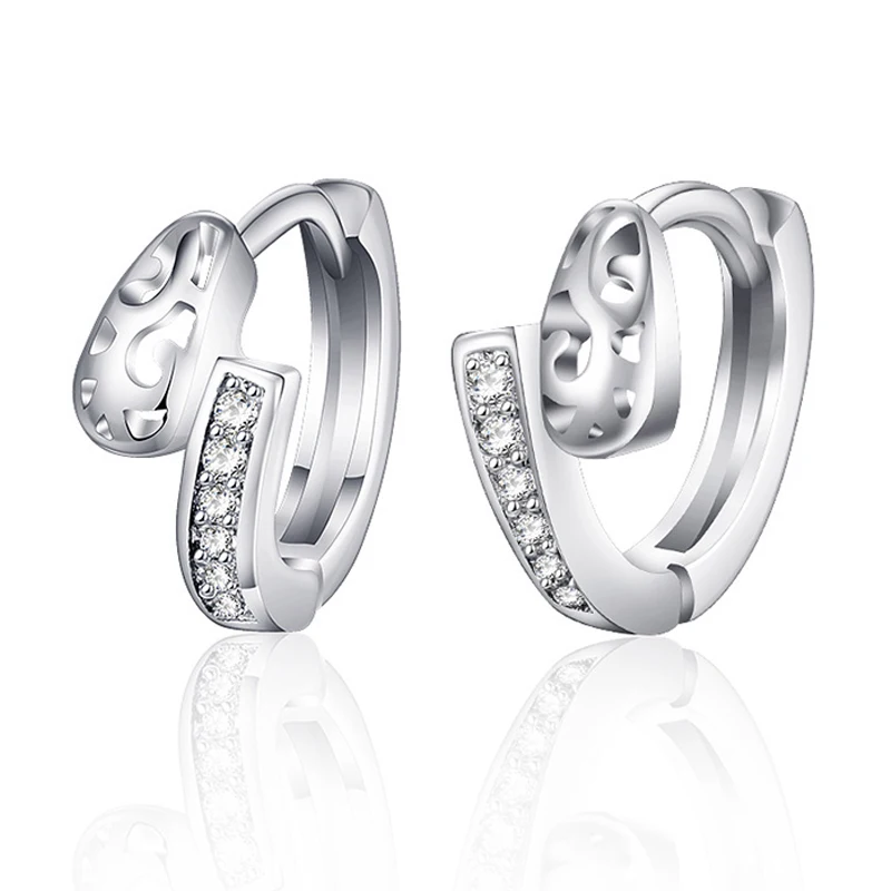

Creative Design Cubic Zirconia Stud Earrings for Women Gold Silver Color Plated CZ Hollow Small Earrings Wedding Jewelry Gifts