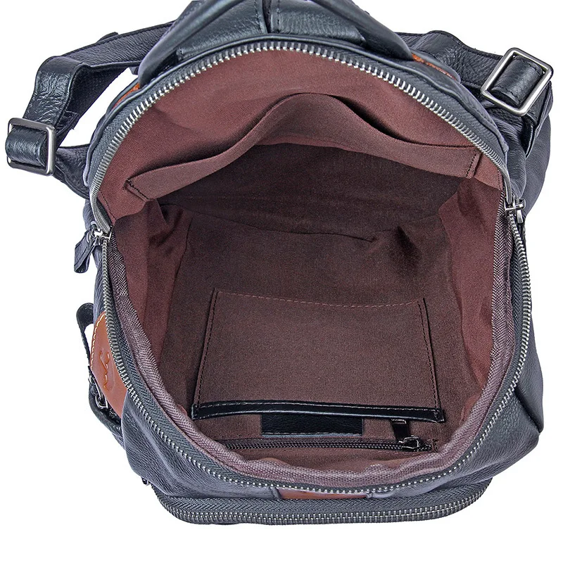 

New style men genuine leather cow skin soft backpack outdoor casual school bag