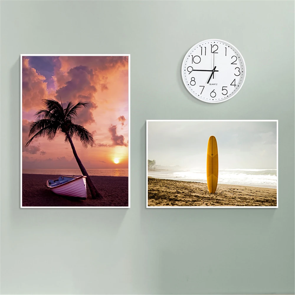 Морской плакат берег дерево песок океан с ананасом Nordic Стиль принт картина на