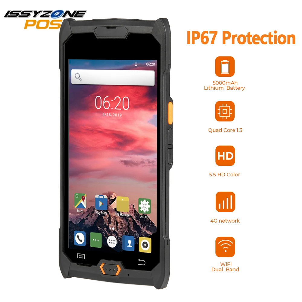 ISSYZONEPOS Прочный Android PDA 4G ручной pos терминал 1D 2D NFC считыватель штрих кодов