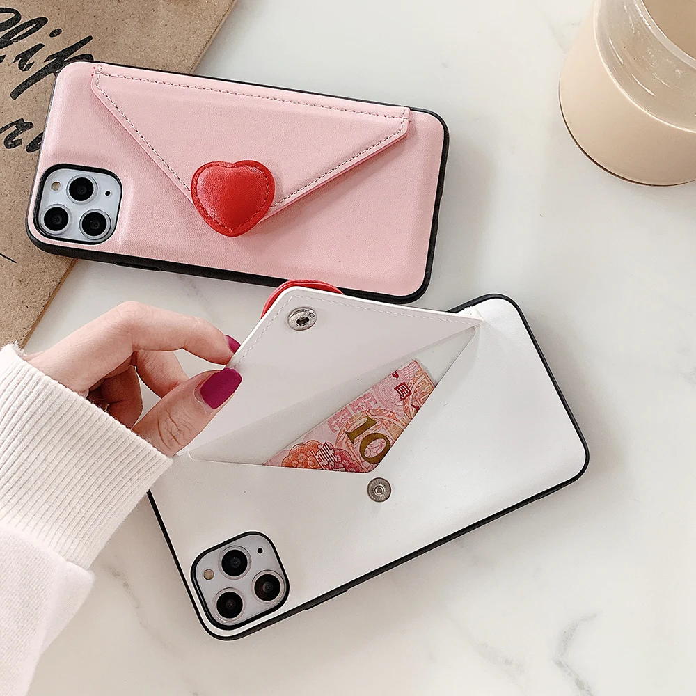 Чехол для телефона с отделением карт iPhone 11 Pro Max XR XS 7 8 6 Plus однотонный чехол из