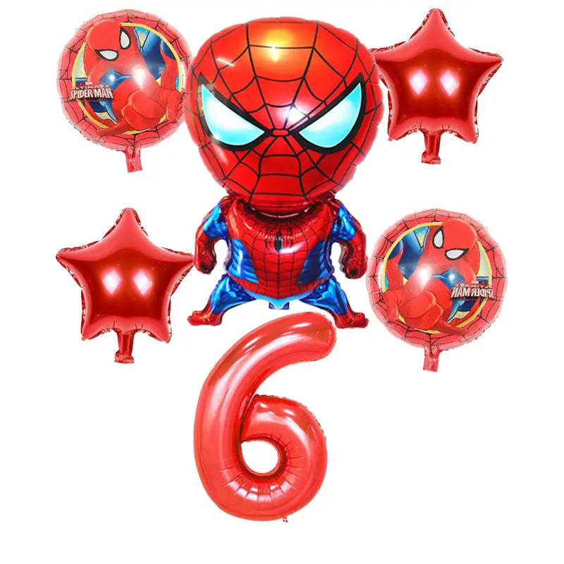 Balloons 6pcs На тему Человека-паука День Рождения Декор бумажная салфетка под тарелку кружку баннер/Флаг коробка для конфет соломенная посуда набор детский душ вечерние принадлежности - Цвет: Balloons 6pcs