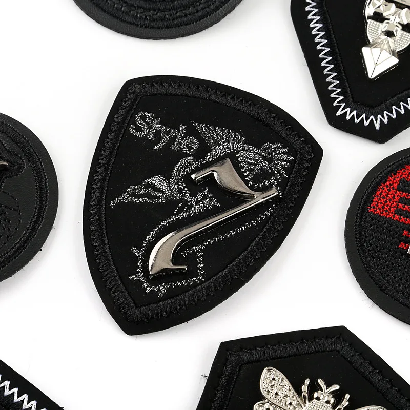 High-end Black Badge Stripe Embroidery Morale Sew on PU Leather Patch for Shoulder Bag Jacket Cap Clothing Accessories | Дом и сад