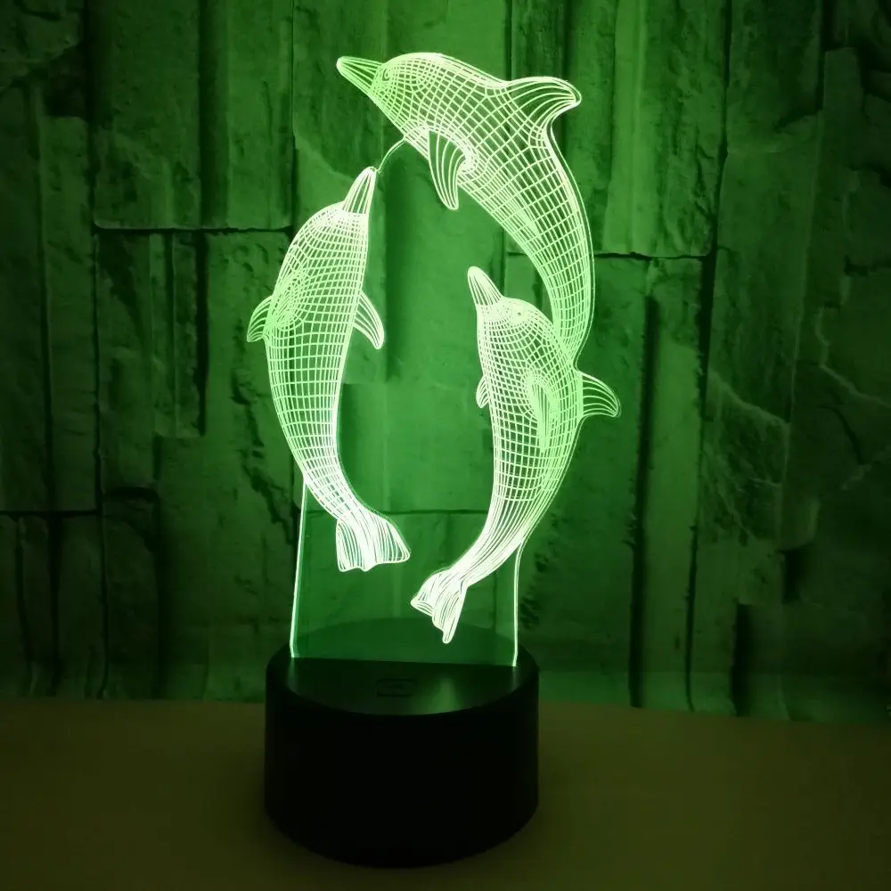 

New Dolphin 3d Night Light Festival Gifts Colorful Remote Control Led Lamp Christmas Tree Decorations Usb Nightlight