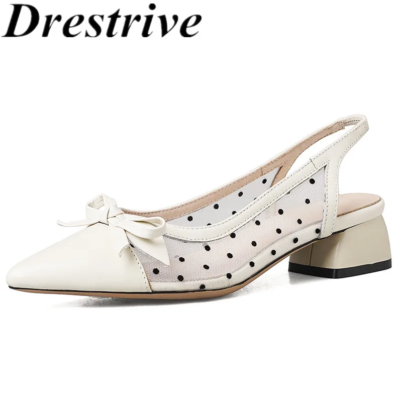 

Drestrive 2021 летние прелестные женские туфли-лодочки с острым носком из сетчатого материала в стиле пэчворк из коровьей кожи бантом-бабочкой; Об...
