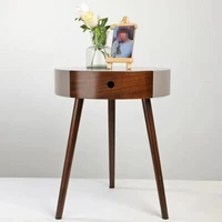 wooden coffee table small bedside table nordic living room sofa side table with single drawer end table round corner desk