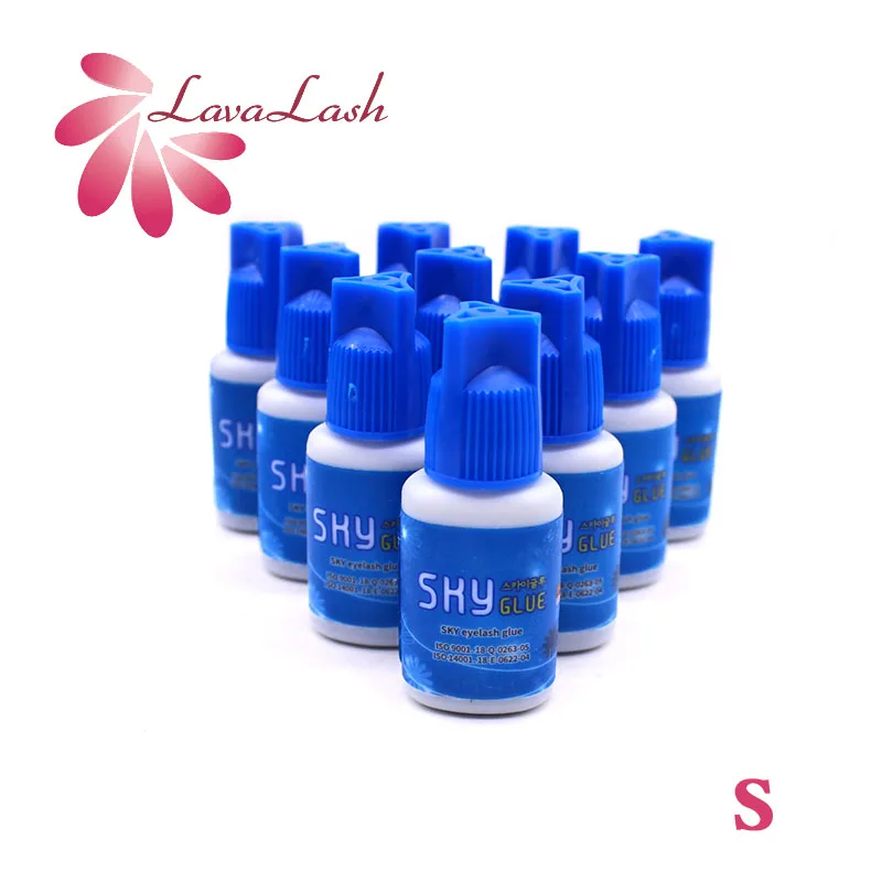 10 Bottles SKY Glue For Eyelash Extensions Original 5ml Low Stimulation Fast Dry Lasting 5-7 Weeks Professional Lashes Glue