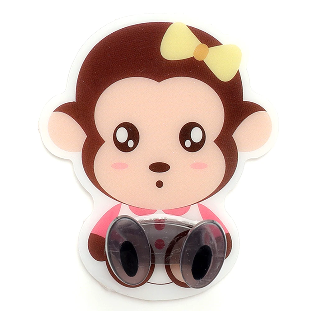Monkey 1 шт. шнур питания заглушка-держатель настенный мультфильм Животные клей прочность полка крюк гнездо держатель для хранения стойки - Цвет: Monkey