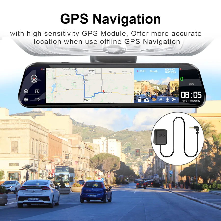 E ACE Автомобильный видеорегистратор 12 дюймов зеркало заднего вида 4G Android 8 1 GPS