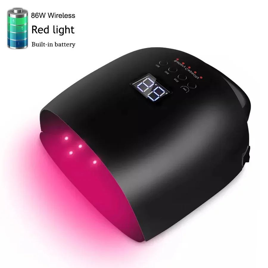 

86W Rechargeable Nail Lamp Red Light Wireless Gel Polish Dryer UV Curing Lamps Manicure Pedicure Light Cordless Nail UV LED Lamp