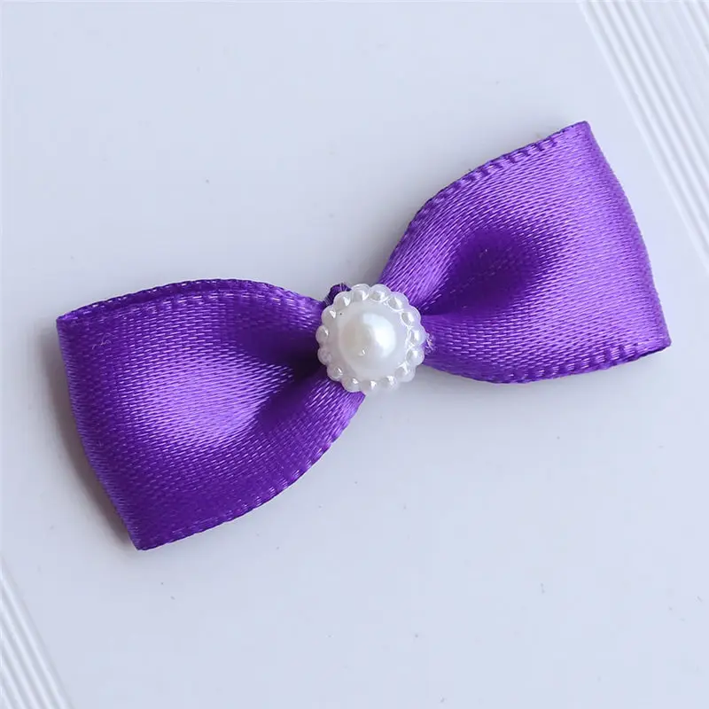 100 шт./лот мини маленькая лента жемчуг бант заколки для девочек украшение