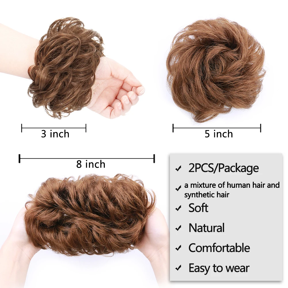 Грязные волосы пучок резинки накладные синтетический парик кольцо обертывание