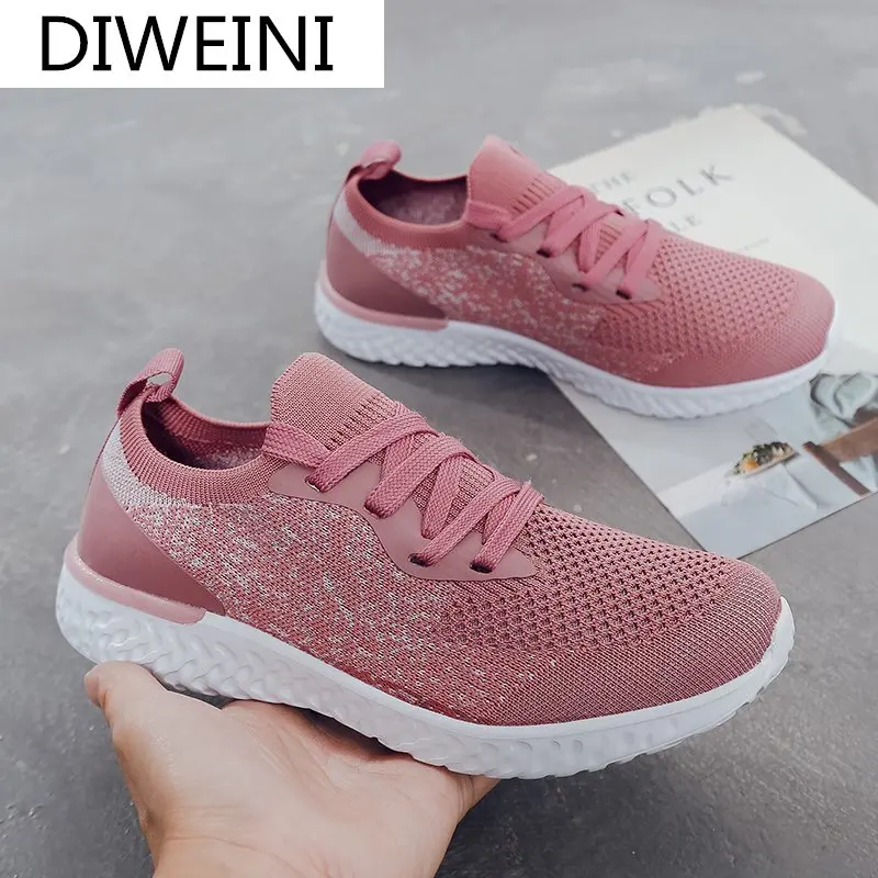 

2021 Spring New Women Shoes Mesh Comfortable Breathable Lace-up Casual Shoes Women Solid Color Non-slip Wear-resistant Sneakers