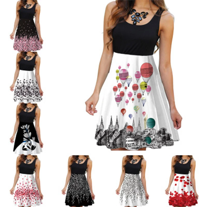 

traf za Summer dress Sleeveless Round Neck Digital Print Dress Women 202021 trf dresses kawaii shein магазин trafaluc