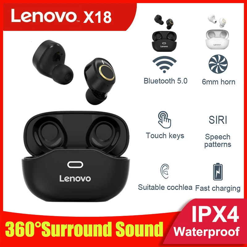 Беспроводные наушники Lenovo X18 с поддержкой Bluetooth 5 0 водонепроницаемые TWS вкладыши