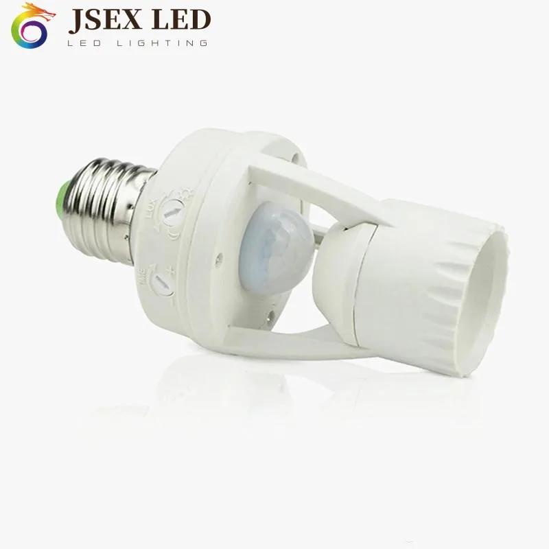 Sensor de movimiento infrarrojo PIR inteligente, soporte de Base de lámpara LED E27 con interruptor