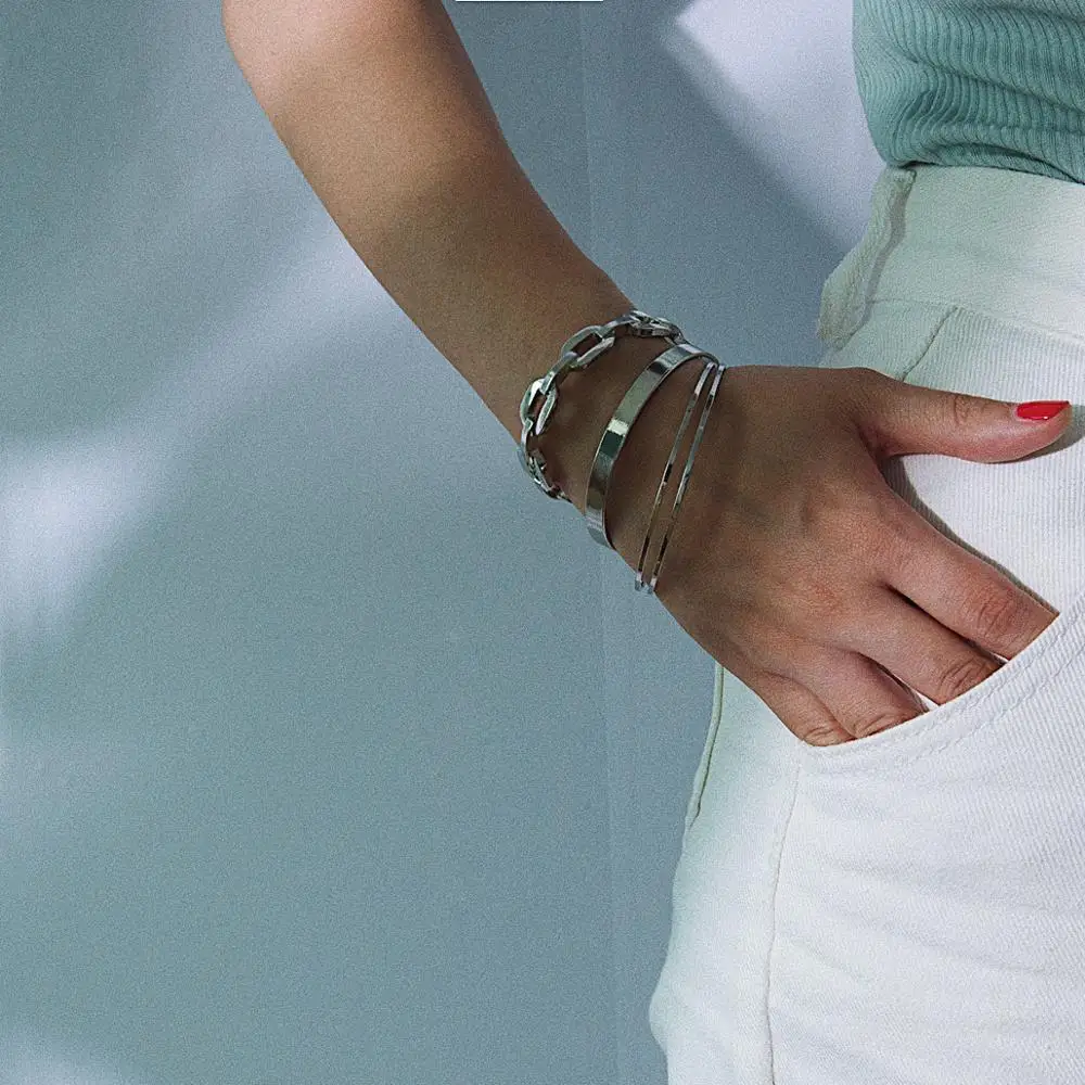 Ins модный металлический стиль простой геометрический дизайн 3 в 1 Набор