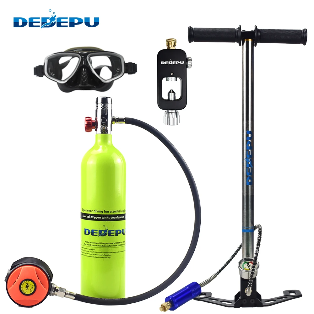 

DEDEPU Snorkeling Underwater Breath Diving Equipment 1L Scuba Oxygen Cylinder Set Diving Tank Respirator Refill Adapter Bag