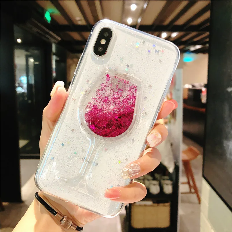 rose wineglass Для Xiaomi mi A1 A2 lite A3 mi 8 lite 9 SE F1 redmi 6 6A 7 7A Note 5, 6, 7, 8 Pro Чехол; модная женская обувь с блестками; 3D с принтом любимого мишки, мягкий чехол для телефона - Цвет: rose wineglass