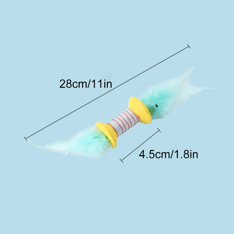 

Dumbbell Cat Toy Fake Feather Kitten Play Toy Cat Roller Toy With Bells Kitten Chasing Toy Pet Chew Toy Cat Interactive Toy