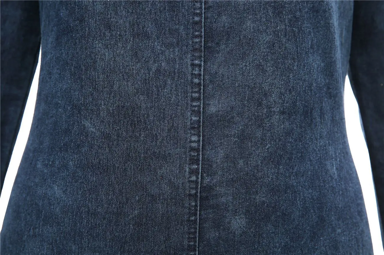 Женское платье с длинным рукавом облегающее из джинсовой ткани | Женская одежда