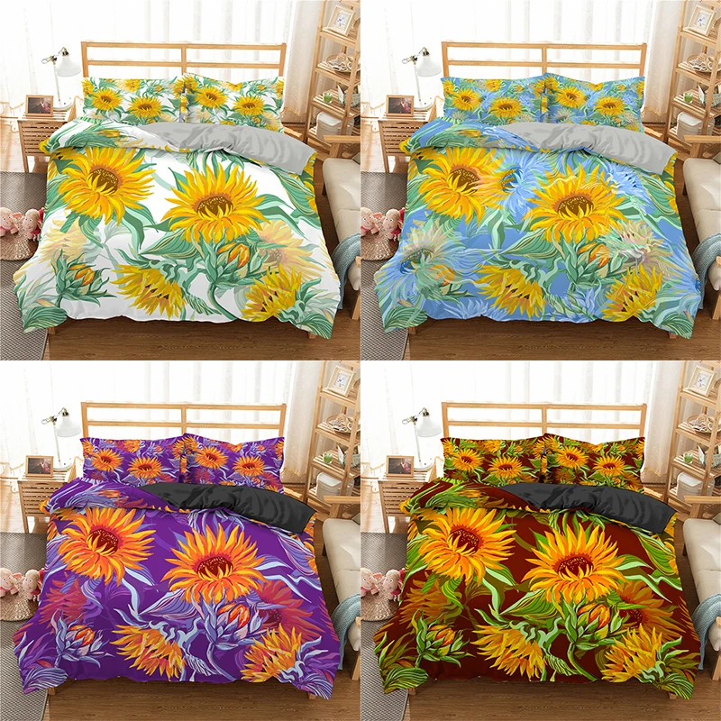 

3D Printed Bedding Set Flowers Bedclothes Duvet Cover With Pillowcase Plant Bedding Set Soft Quilt Cover For Home Textiles