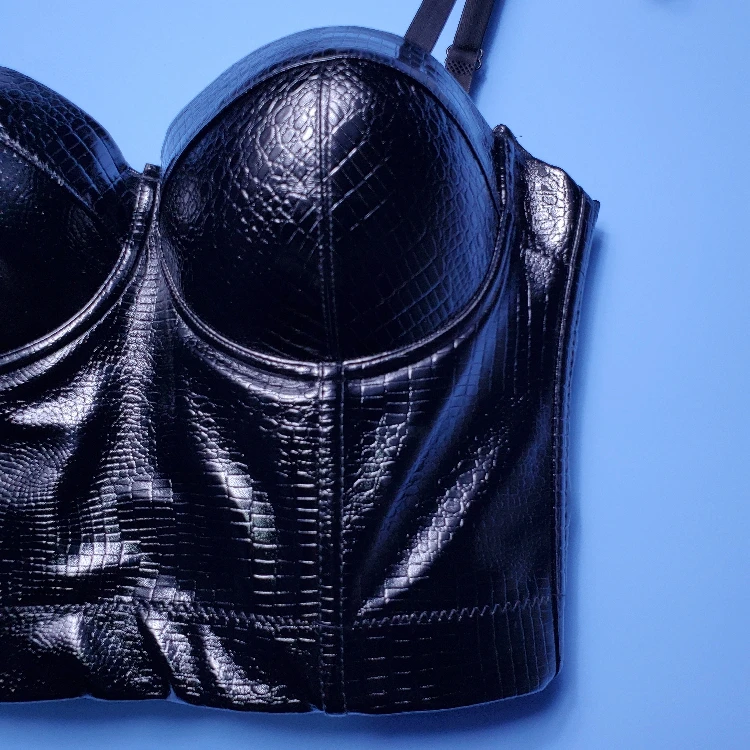 Сделан из искусственной кожи с узором крокодиловая кожа Топы на бретельках