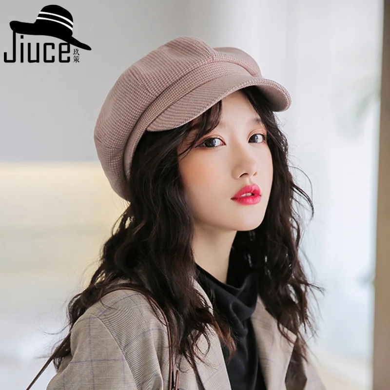 Женская шапка 2020 новый стиль осень-зима матовая и плотная восьмиугольная в