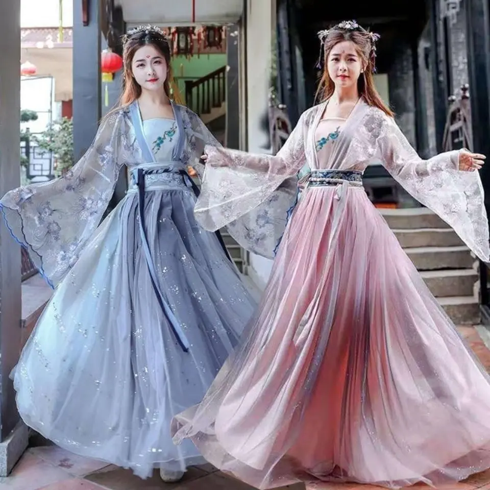 

New 2022 Hanfu suit female Flower God Fu Canghai Fu waist embroidered skirt hanfu women Spring