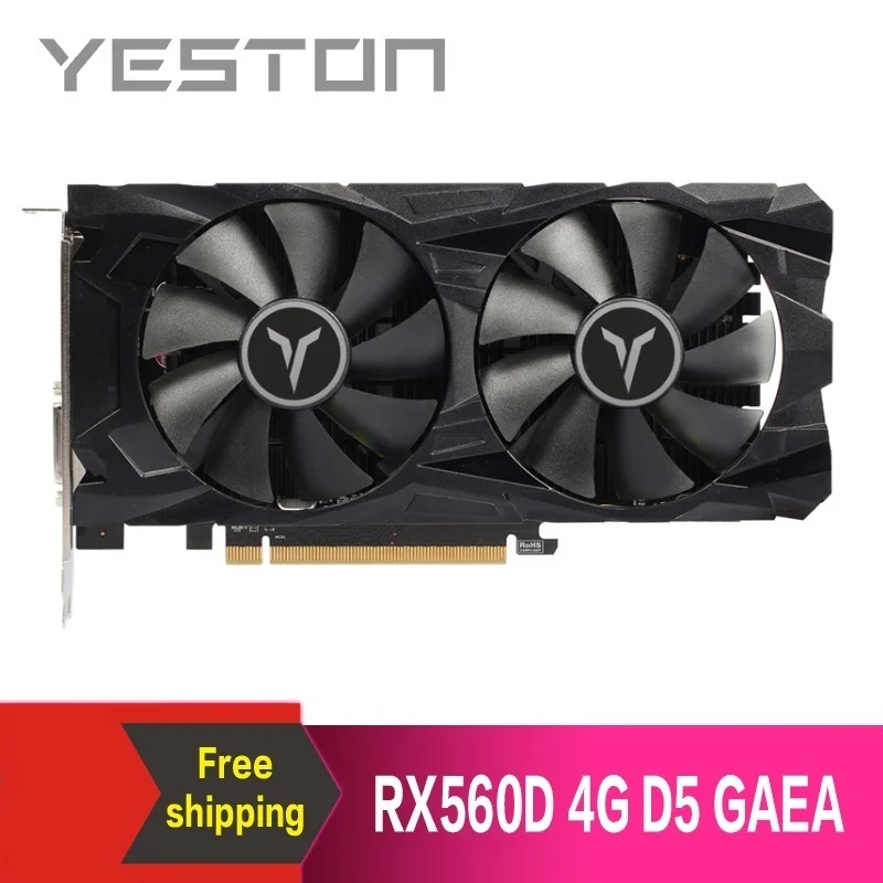 Yeston Radeon RX560D 4 ГБ GDDR5 PCI Express 3,0 DirectX12 видеоигровая видеокарта внешняя видеокарта для рабочего стола
