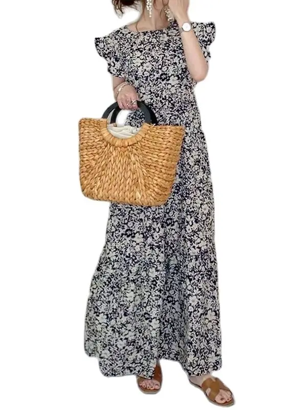

dresses for women Prairie Chic A-LINE Flounced edge Mid-Calf Butterfly Sleeve summer dress