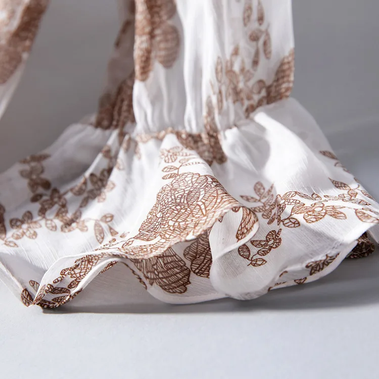 

New V neck splicing printing emulation silk dress spring fine temperament full ed dress couture dress fashion