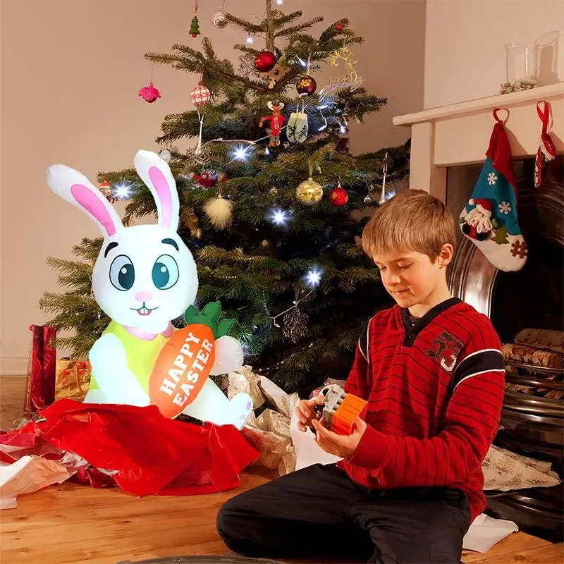 

LED Inflatable 1.5m Pink/Blue Easter Rabbit Cute Bunny Inflatable Garden Lights Decorations Figurine for Easter Outdoor Rabbit