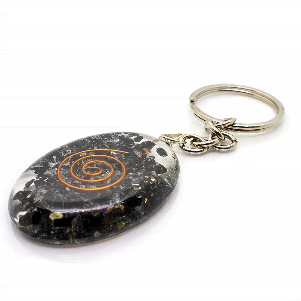 

Piezo Electric Orgonite Keychain with Bionized Black Tourmaline Crystals Tested Cho Ku Rei Reiki Charged Cell Phone Radiation