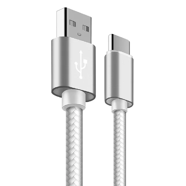 Тип usb C 2.4A быстрой зарядки смартфона Android синхронизации передачи данных Зарядное устройство нейлоновый шнур для samsung Galaxy S9 S8+ примечание 9 8 - Цвет: Silver