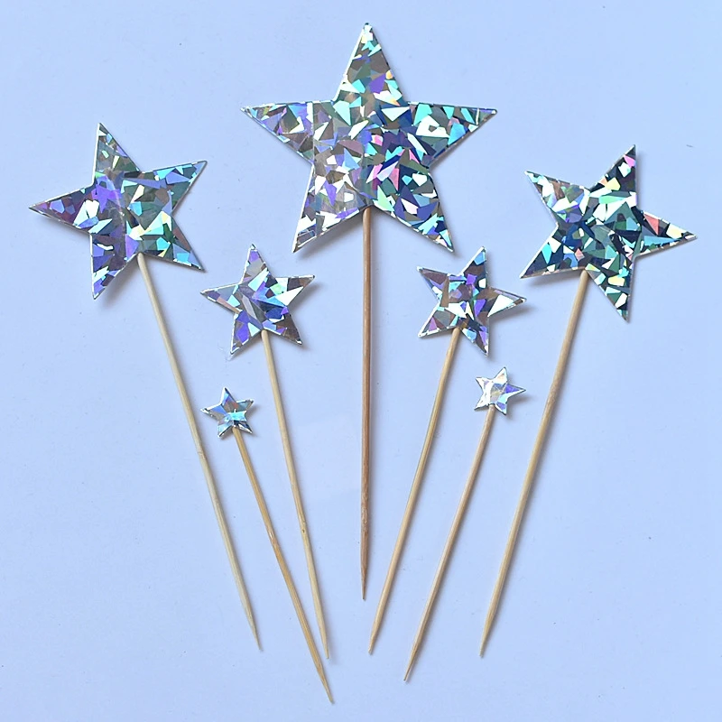 Набор из 7 карт с пятиконечными звездами красивое украшение для торта подарки на
