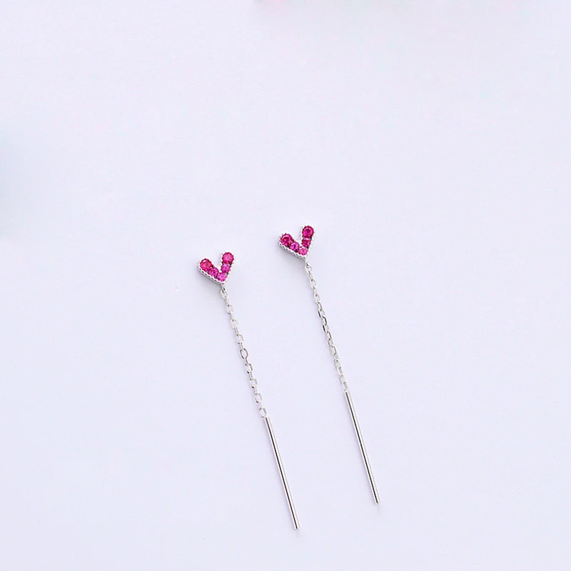 Ожерелье с подвеской в виде сердца из розового циркония серебристого цвета |