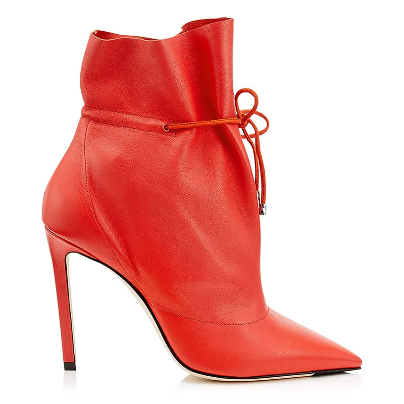 Модные женские зимние ботинки с острым носком на шпильках пикантные элегантные