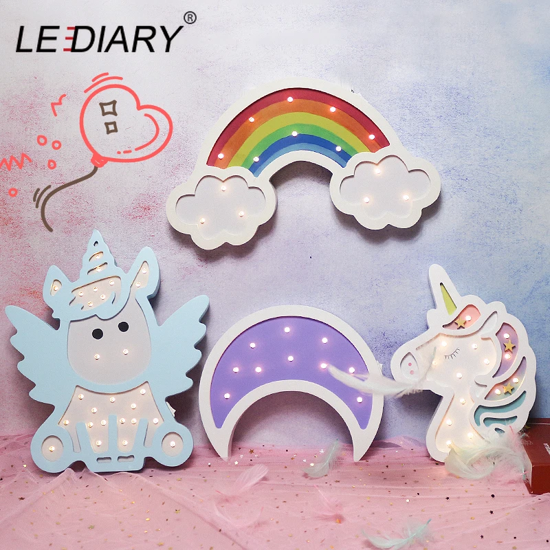 Ночник LEDIARY с животными деревянным единорогом Сова динозавр медведь кот слон