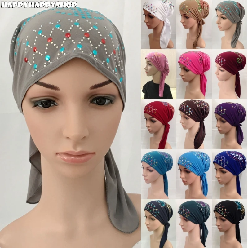 Женская многоцветная бандажная шляпа с блестками мусульманские внутренние