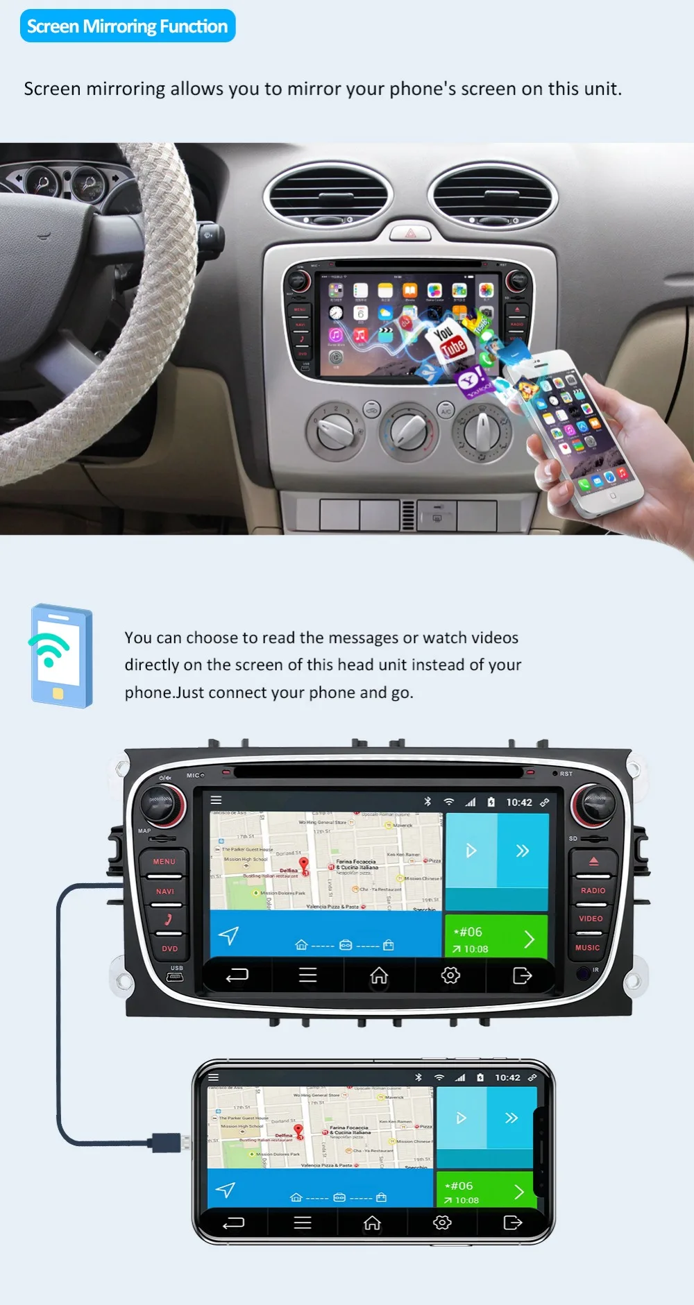 Bosion 2 din Android 9 Восьмиядерный автомобильный dvd-плеер gps Navi USB RDS SD для Ford Mondeo Focus Galaxy Аудио Радио Стерео головное устройство