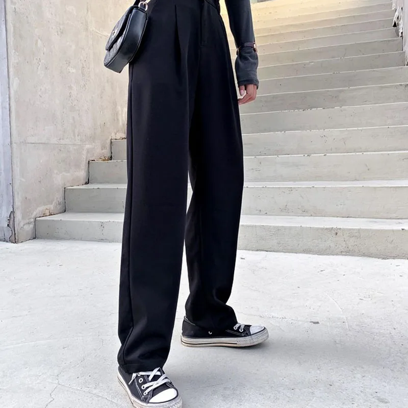 Весенние свободные женские Костюмные брюки с высокой талией 2022 Осенние офисные