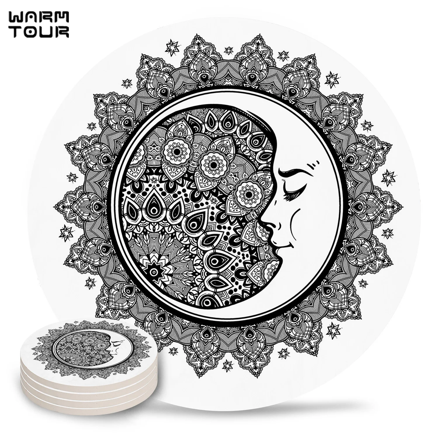 4/6/8 шт. Мандала Форма Луна Пейсли столовых Керамика подставки под чашки Украшение