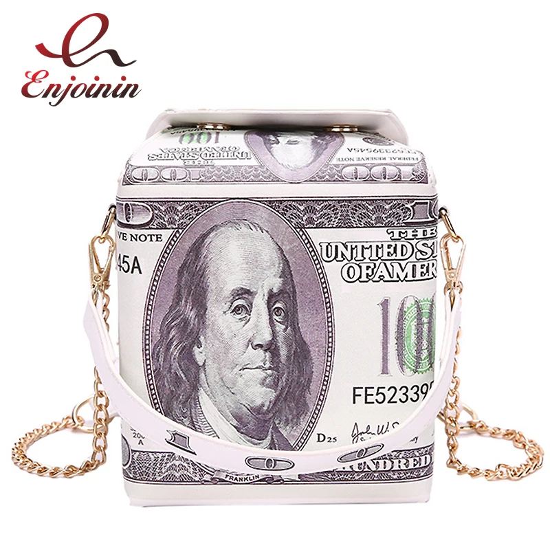 

Fashion Dollar Pattern Crossbody Bag for Women 2021 Chain Shoulder Bag Purses and Handbags Pu Leather Female Money Bag Bucket
