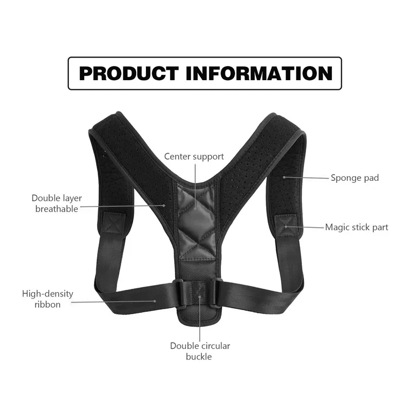 

Posture Corrector Bad Back Support Body Brace Lumbar Shoulder Support Belt Posture Corrector and Shoulder Rest