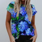 Футболка женская 4 # с рисунком маслом, Свободный Топ с цветочным принтом, Готическая футболка с коротким рукавом, Топ Женский Топ, лето 2021